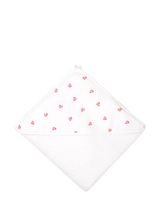 John Lewis Rosa & Blue Baby Bamboo Cotton Blend Heart Print Hooded Towel, White, 100x100cm- Buy online at McGrocer