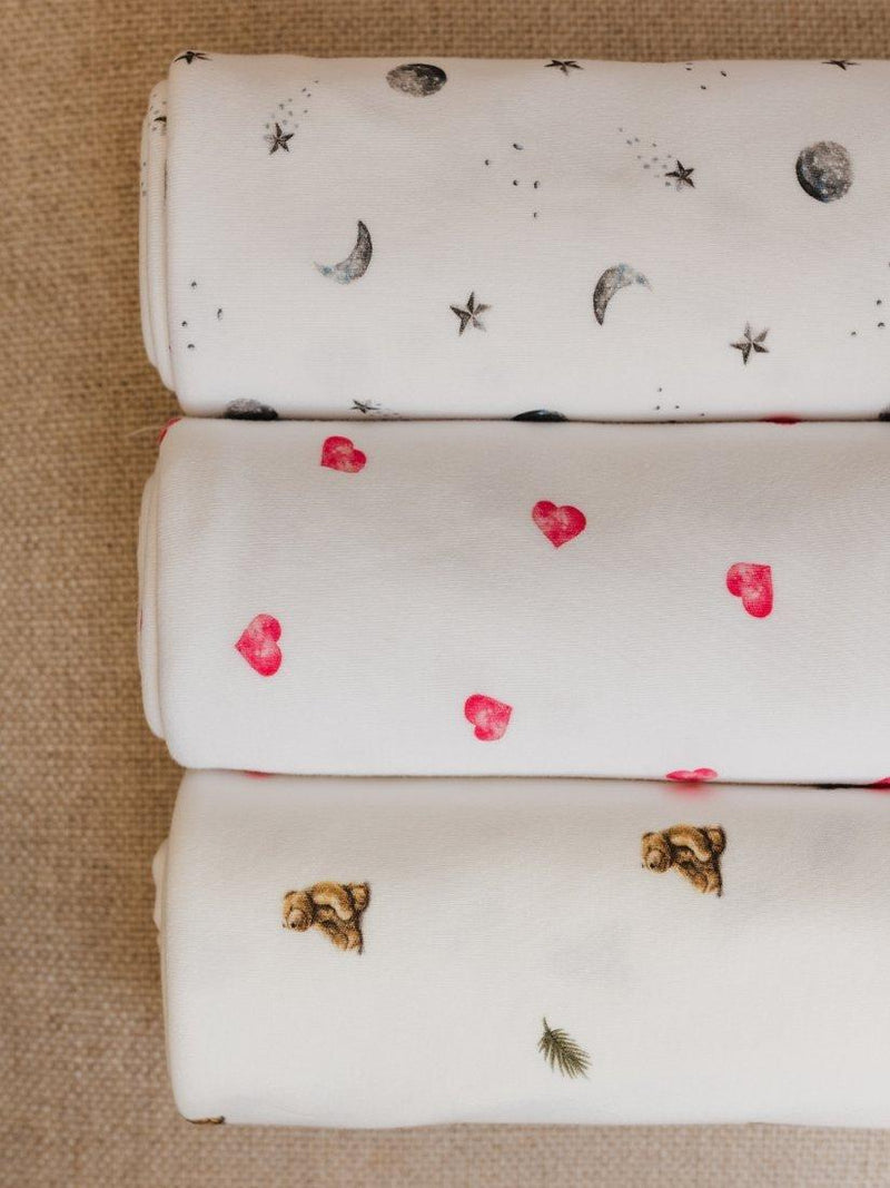 Rosa & Blue baby blanket heart print white - British product