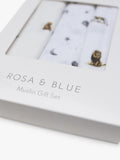 Rosa & Blue baby muslin squares pack of 3 white, imported from the UK