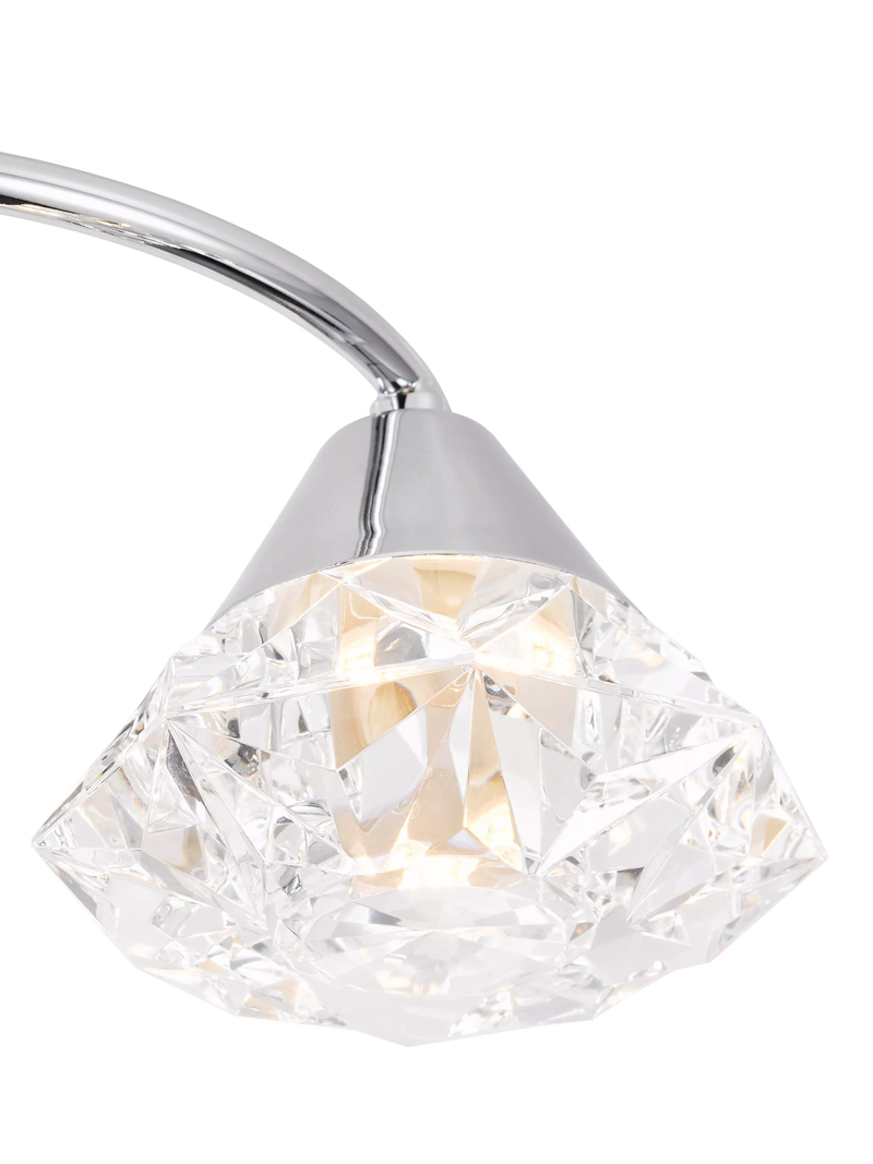Där Dilys semi flush ceiling light polished chrome crystal shades, UK version