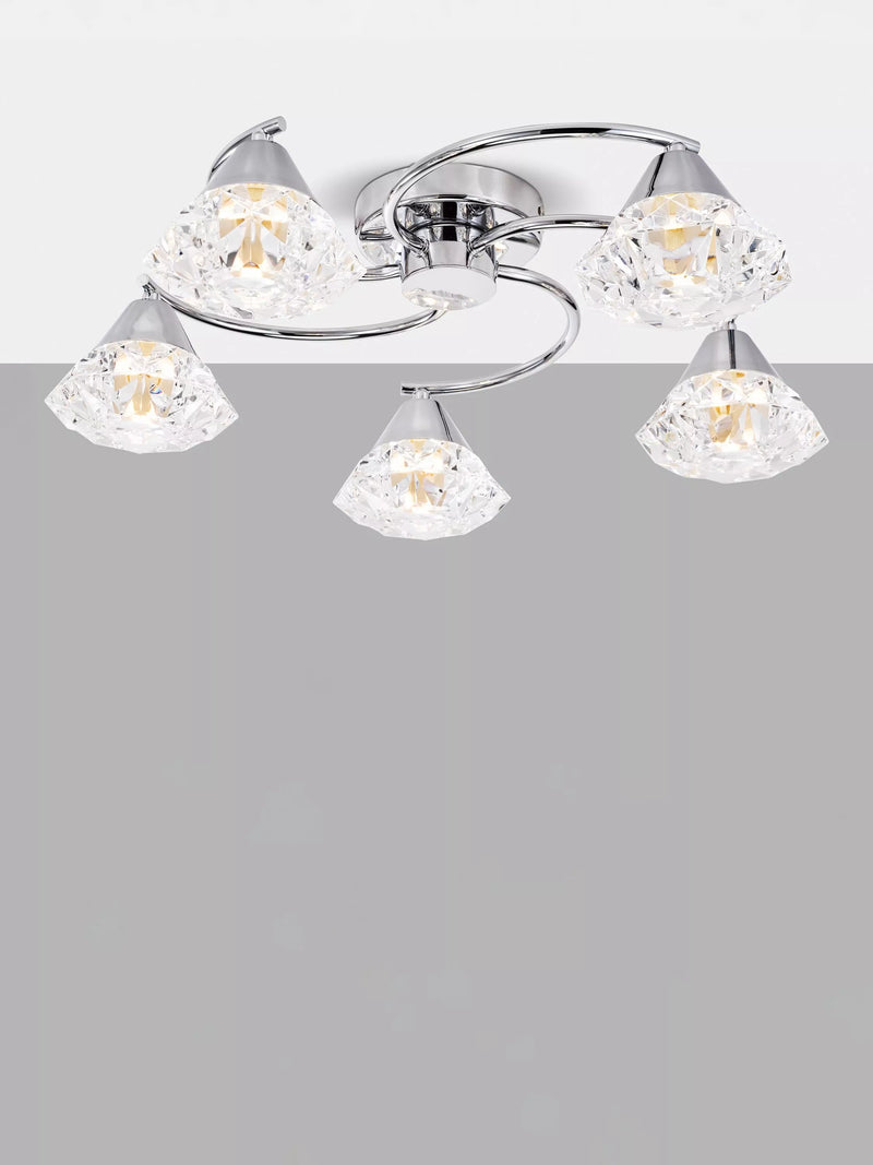 Där Dilys semi flush ceiling light polished chrome, UK version