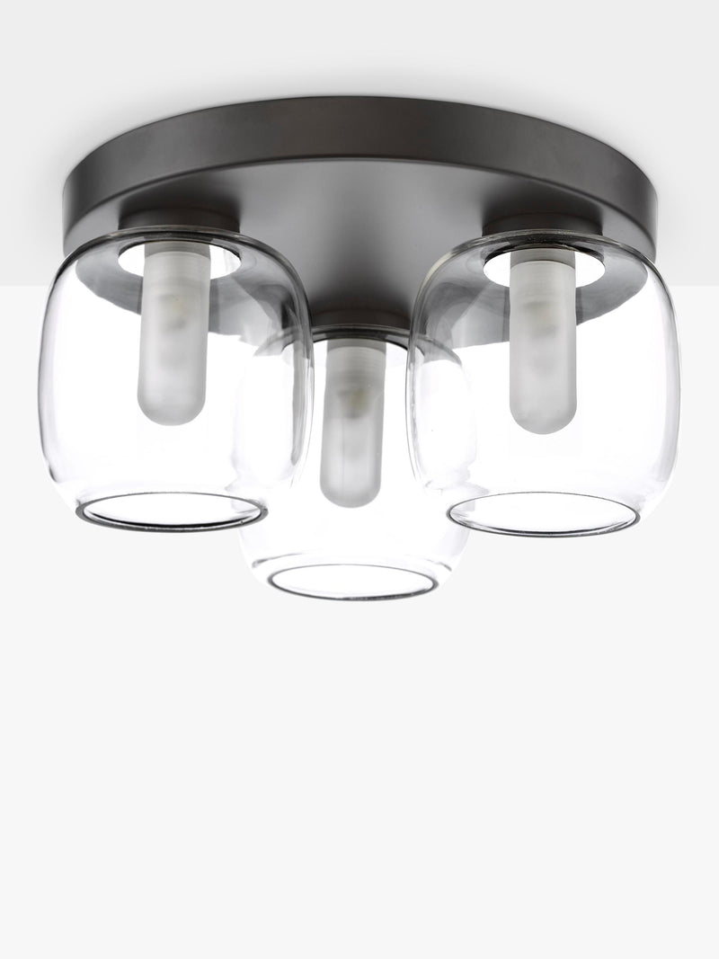 Där Edaline black bathroom ceiling light with opal shades (British brand)