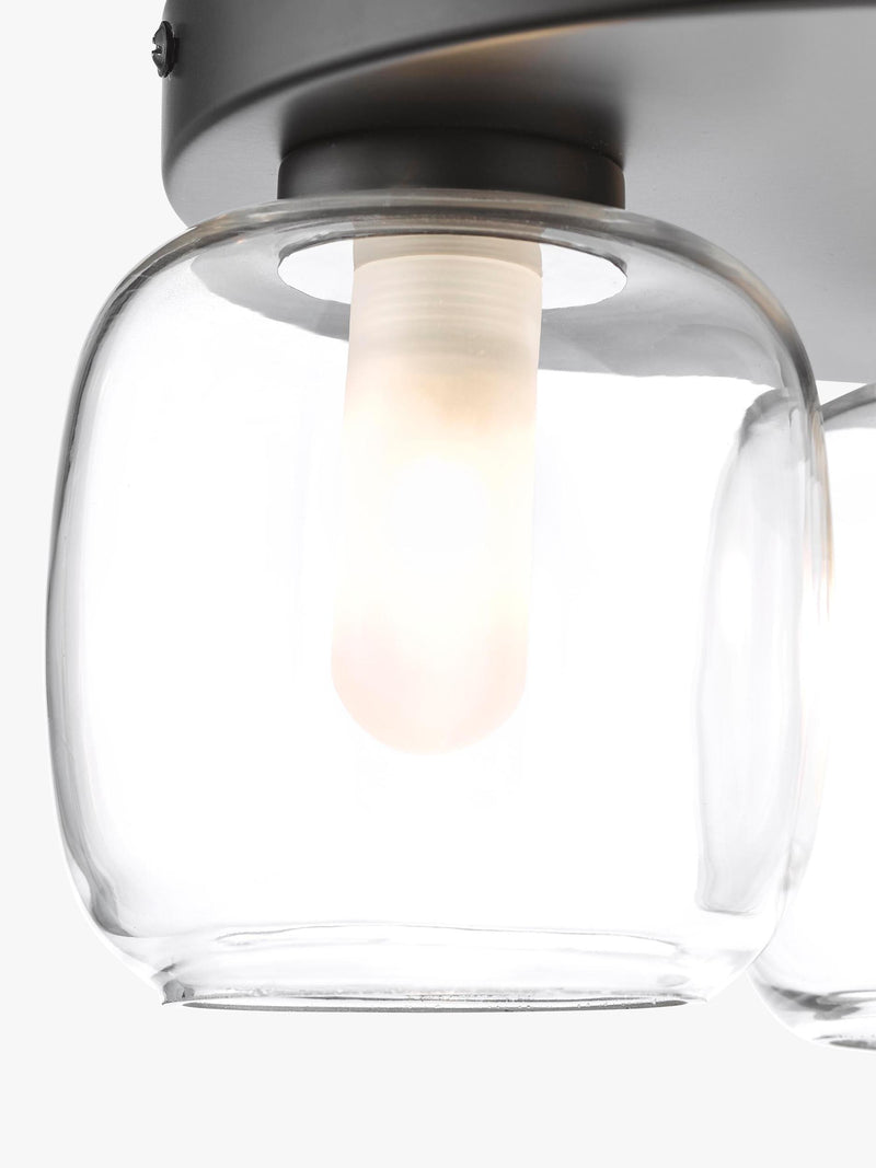 Där Edaline black bathroom ceiling light with opal shades (British brand)