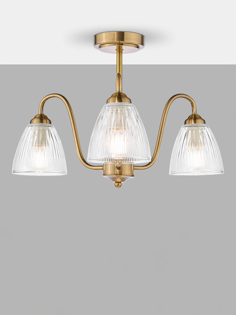 Där Glynis 3 arm semi flush ceiling light - British product