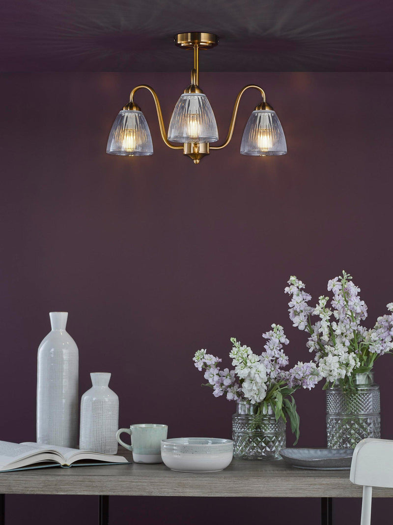 Där Glynis 3 arm semi flush ceiling light - British product