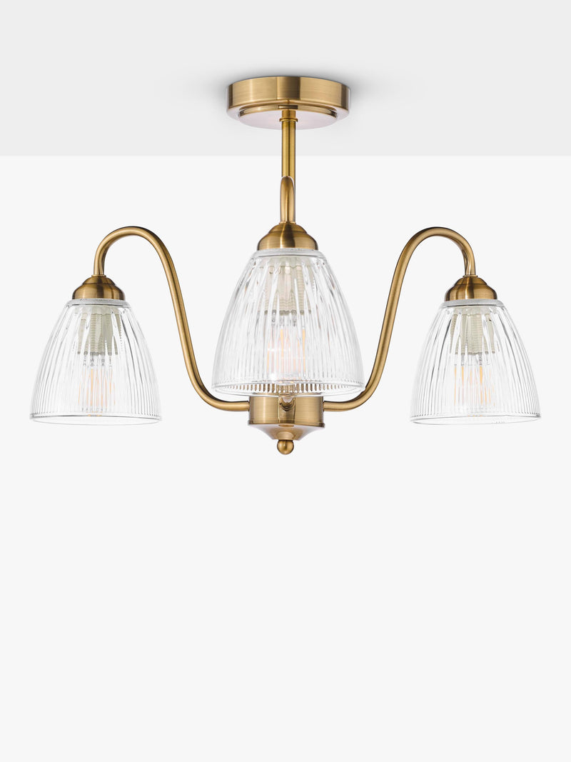 Där Glynis 3 arm semi flush ceiling light - British product