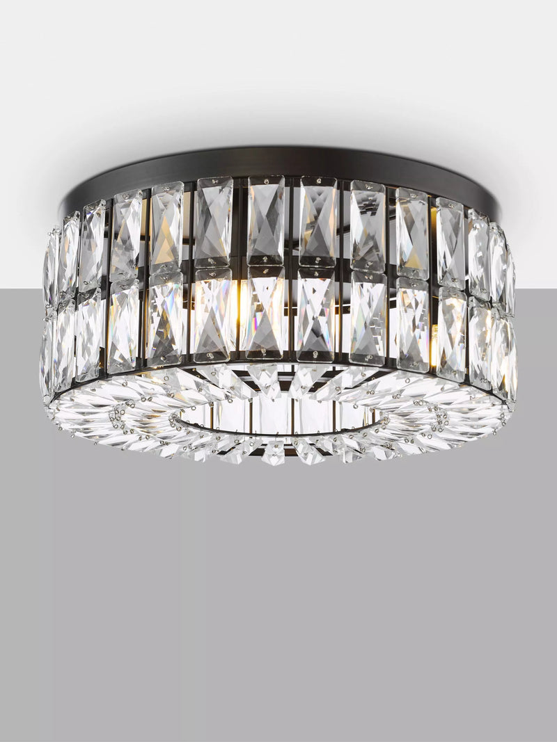 Där Relena flush ceiling light black with crystal accents, UK version