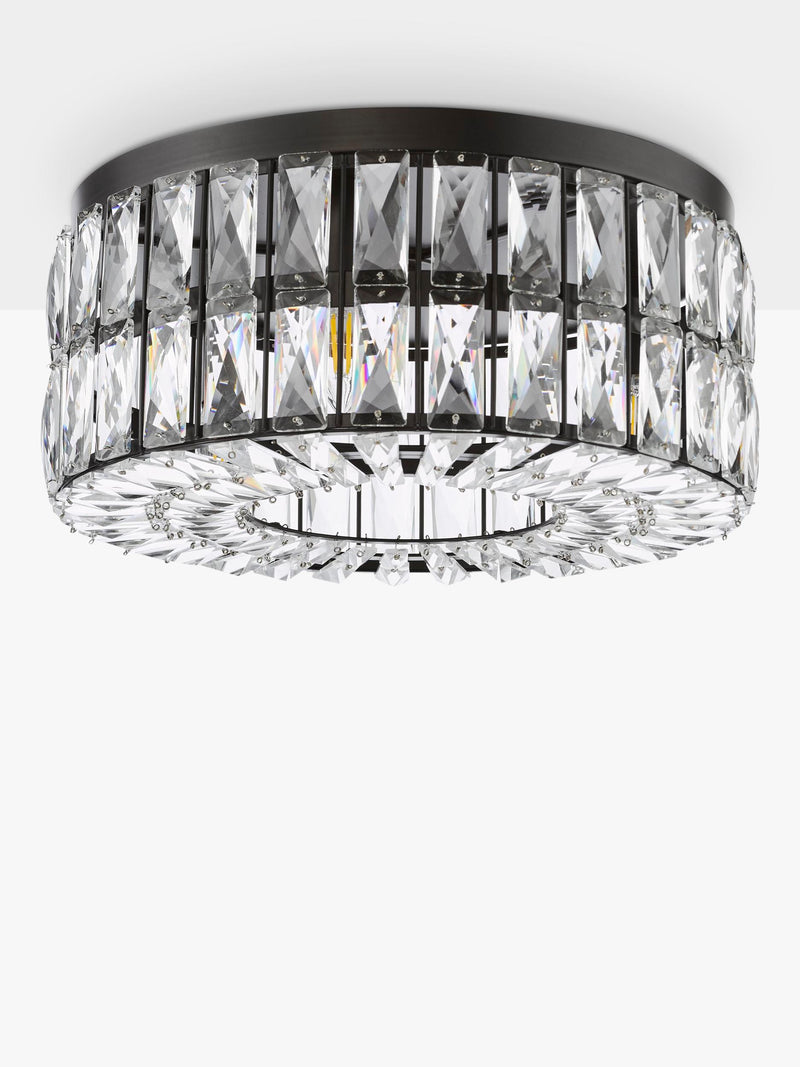 Där Relena flush ceiling light black with crystal accents, UK version