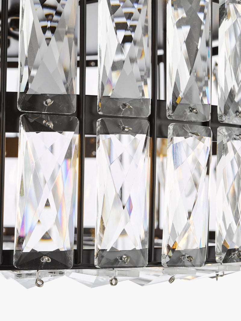 Där Relena flush ceiling light black with crystal accents, UK version