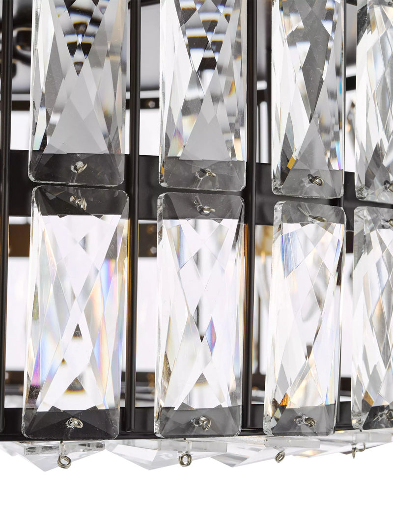 Där Relena flush ceiling light black with crystal accents, UK version
