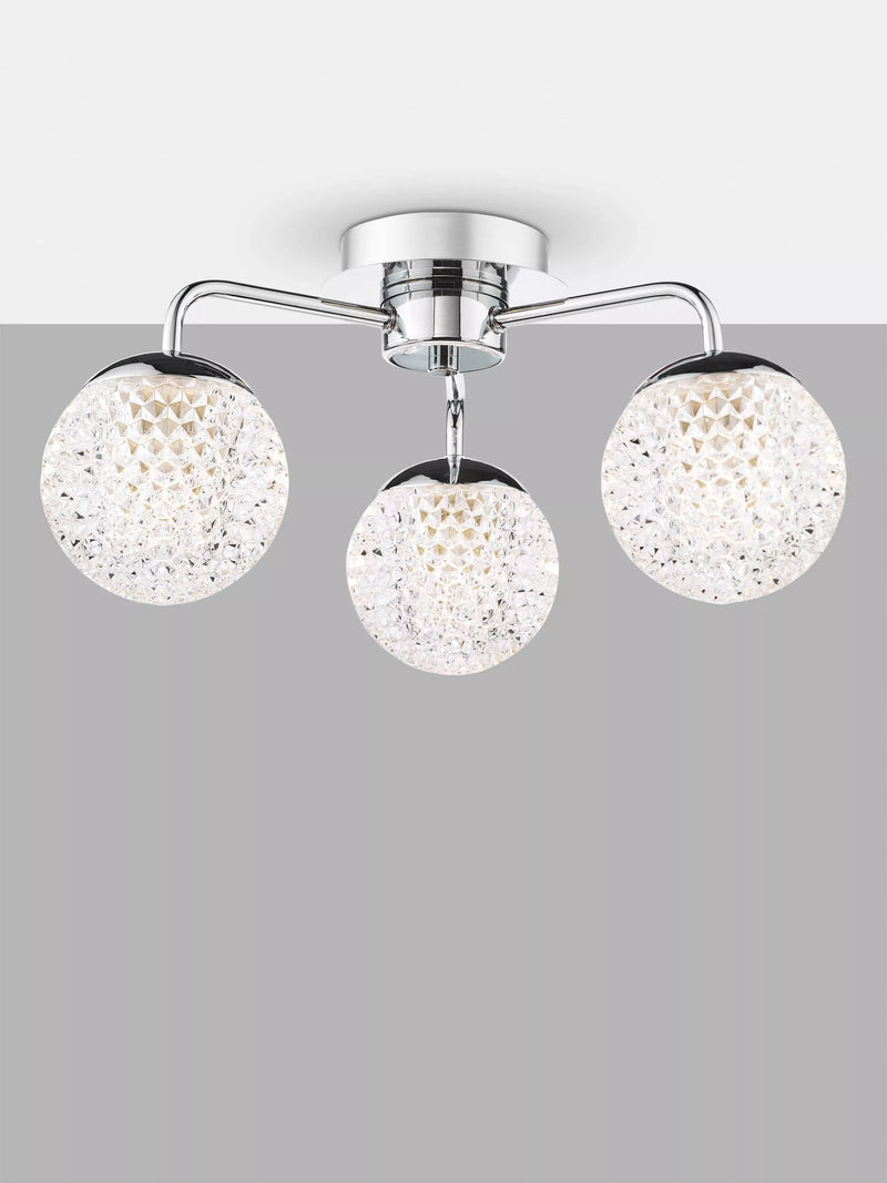 Där Teva bathroom ceiling light in polished chrome, imported from the UK