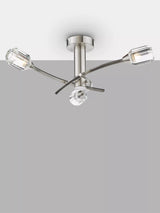 John Lewis Där Zonda 3 Arm Crystal Semi-Flush Ceiling Light, Brushed Nickel- Buy online at McGrocer