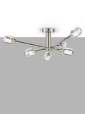 6 Arm Crystal Semi-Flush Ceiling Light in Brushed Nickel