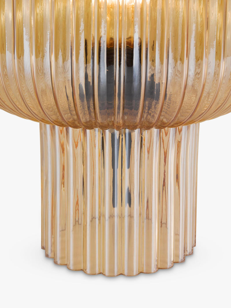 Där Demarius ribbed glass table lamp amber medium, imported from the UK