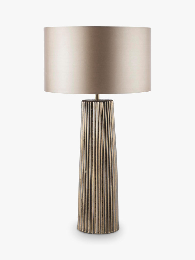 Där Myla ceramic table lamp with ribbed base and drum shade - British product