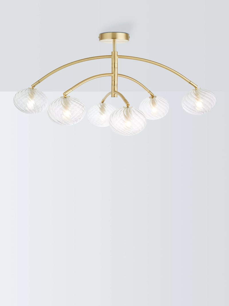 John Lewis semi flush ceiling light brushed brass 6 arm, UK version