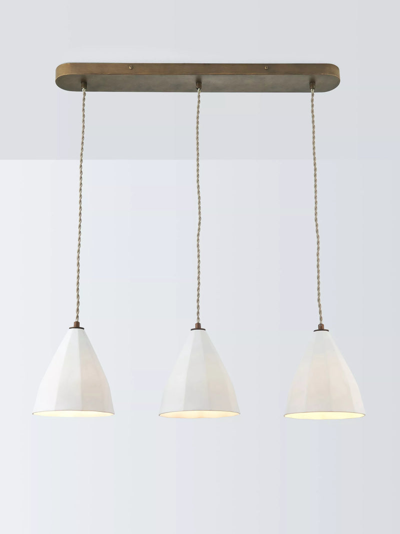 John Lewis Mannez white porcelain ceiling light with brass trim (British brand)