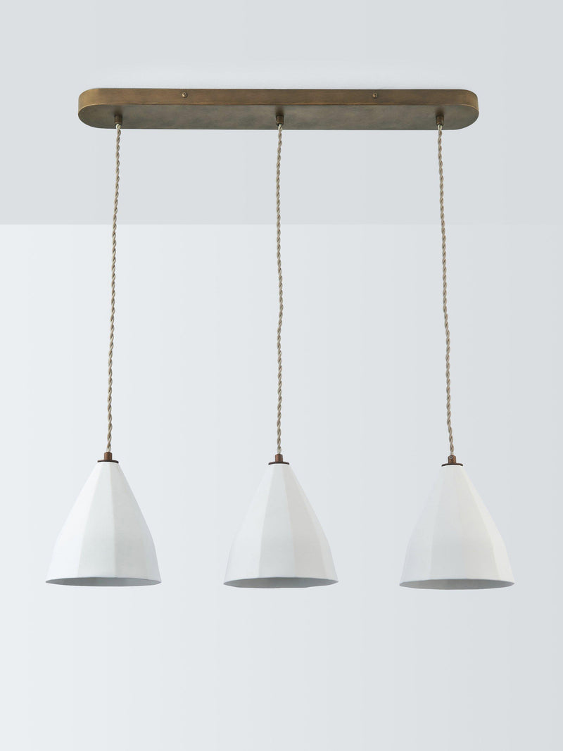 John Lewis Mannez white porcelain ceiling light with brass trim (British brand)