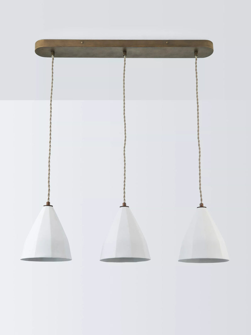 John Lewis Mannez white porcelain ceiling light with brass trim (British brand)