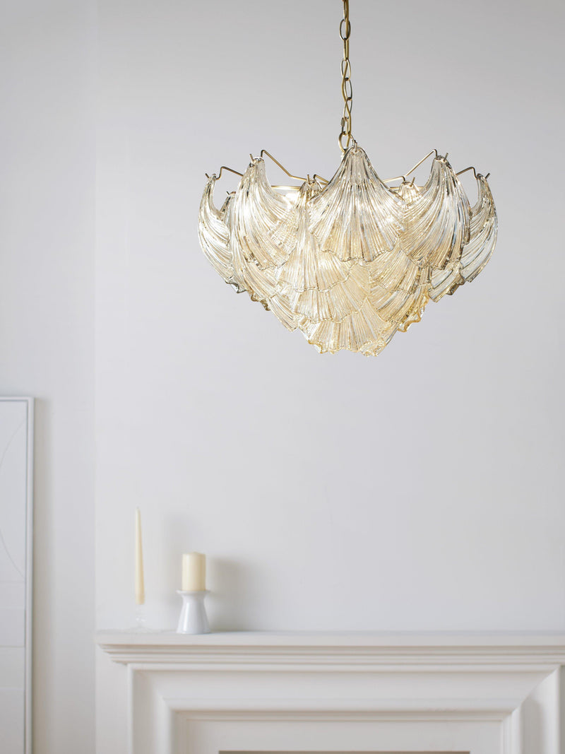 John Lewis Deco Shell pendant light champagne, imported from the UK