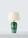 John Lewis Hugo ceramic table lamp in green reactive glaze, UK version