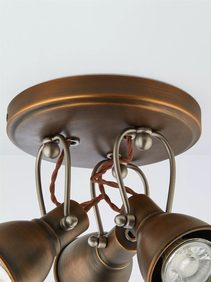 John Lewis Stirrup 3 spotlight ceiling plate warm brass, UK version