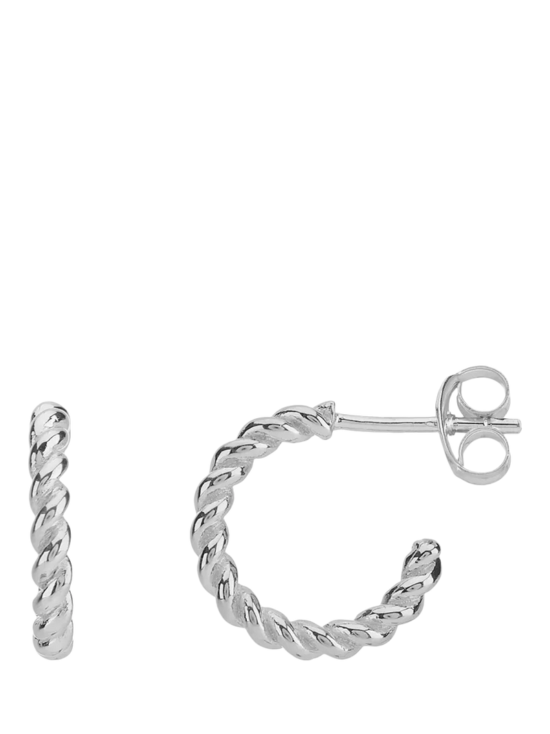 Auree Alhambra mini piccolo twisted hoop earrings silver (British brand)