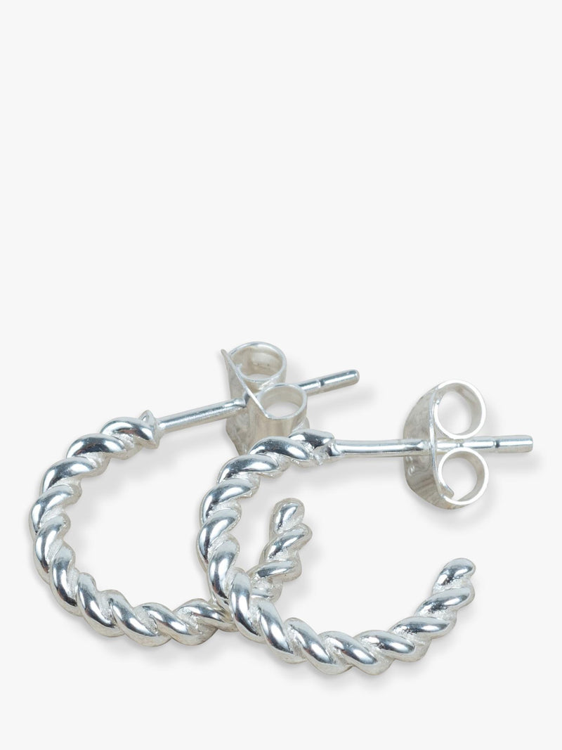 Auree Alhambra mini piccolo twisted hoop earrings silver (British brand)