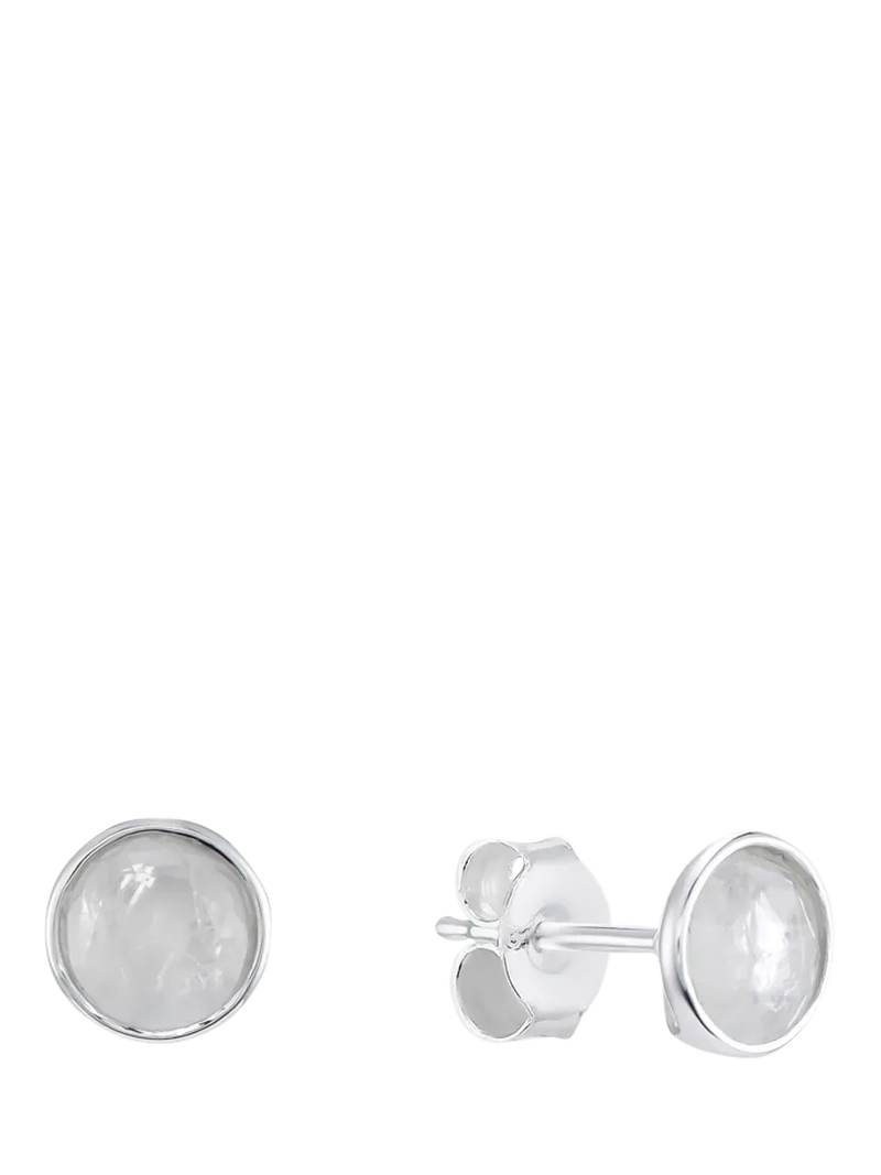 Auree moonstone stud earrings sterling silver 6mm - British product