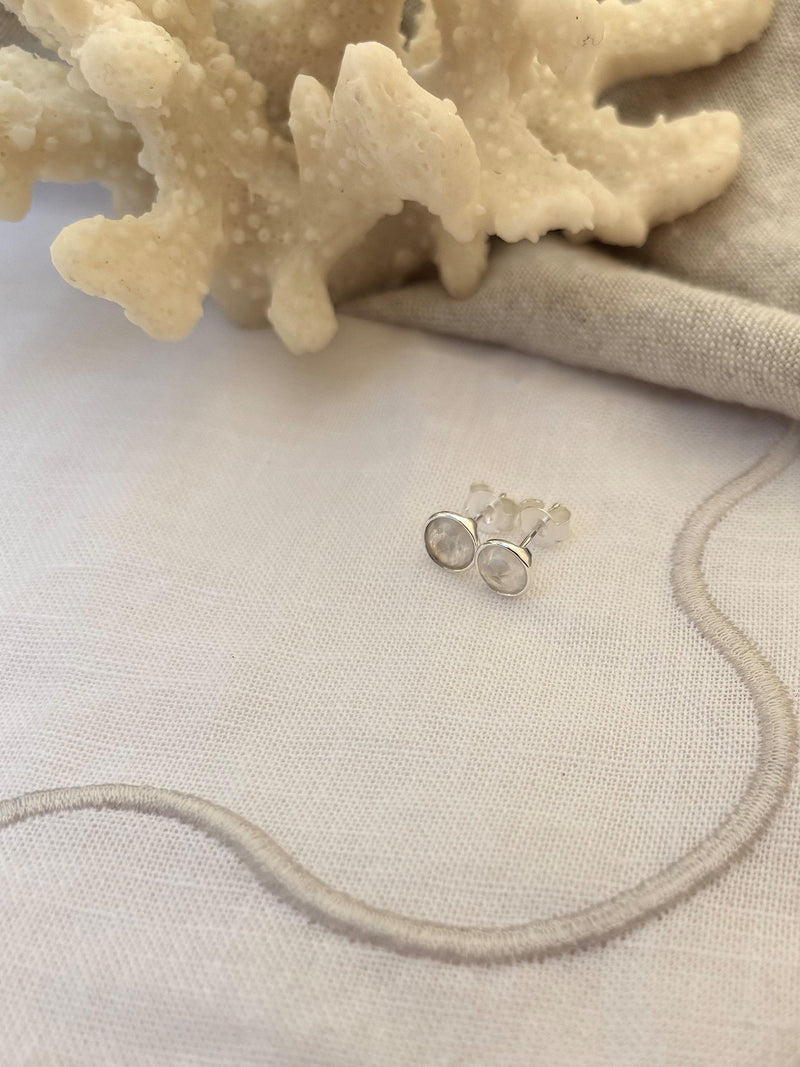 Auree moonstone stud earrings sterling silver 6mm - British product