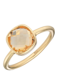 Auree golden citrine cocktail ring cushion cut 20mm - UK version