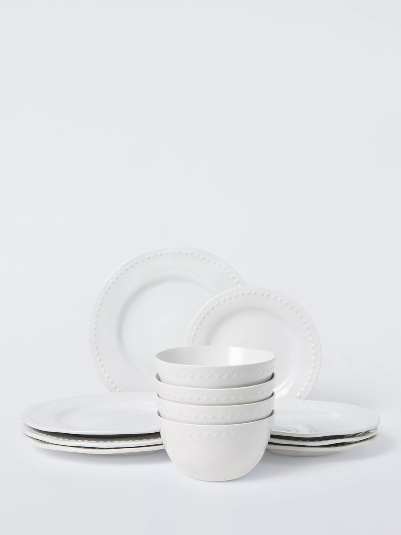 John Lewis white stoneware dinnerware set 12 piece (British brand)