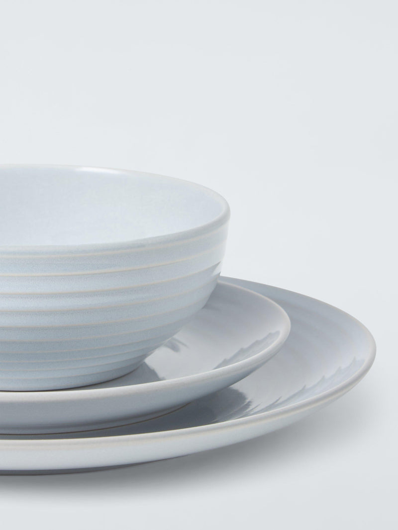 John Lewis stoneware dinnerware set in ice blue, 12 piece (British brand)