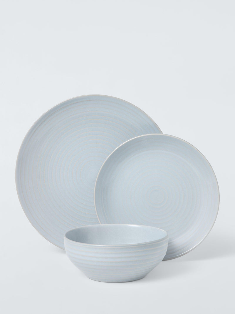 John Lewis stoneware dinnerware set in ice blue, 12 piece (British brand)