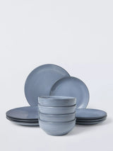 John Lewis John Lewis Ripple Stoneware Dinnerware Set 12 Piece Salt Grey- Buy online at McGrocer