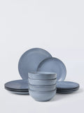 John Lewis Ripple stoneware dinnerware set Salt Grey 12 piece (British brand)