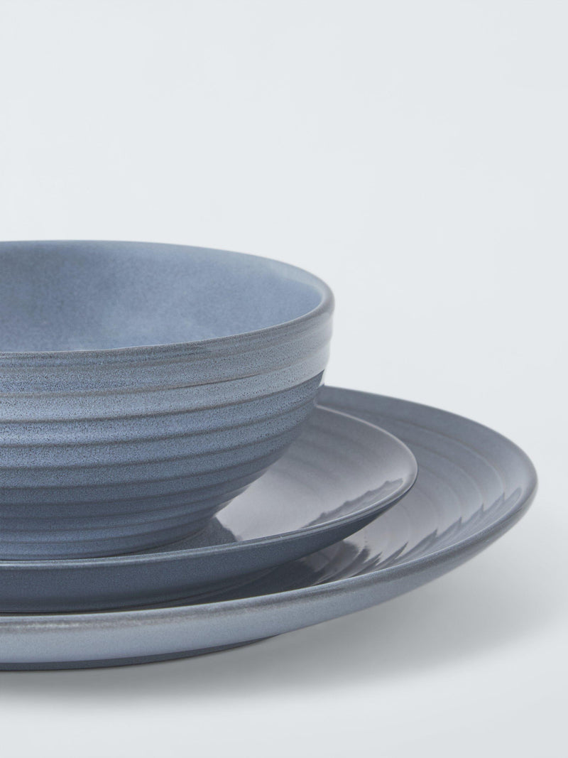 John Lewis Ripple stoneware dinnerware set Salt Grey 12 piece (British brand)