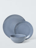 John Lewis Ripple stoneware dinnerware set Salt Grey 12 piece (British brand)