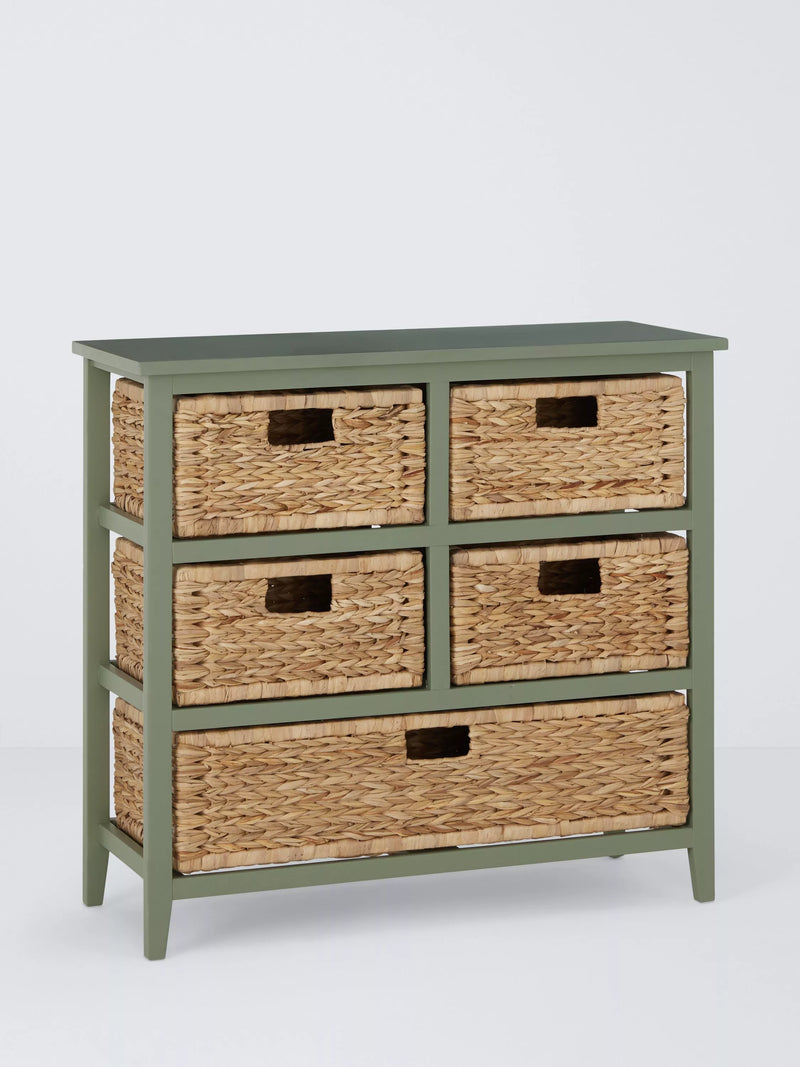 John Lewis sage bathroom storage unit with bulrush drawers, UK version