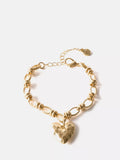 Mint Velvet Gold Tone Heart Charm Bracelet 16cm