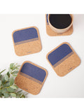 LIGA blue organic cork coasters set of 4 (British brand)