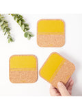 LIGA organic cork coasters set of 4 yellow (British brand)