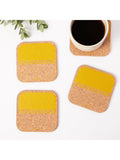 LIGA organic cork coasters set of 4 yellow (British brand)