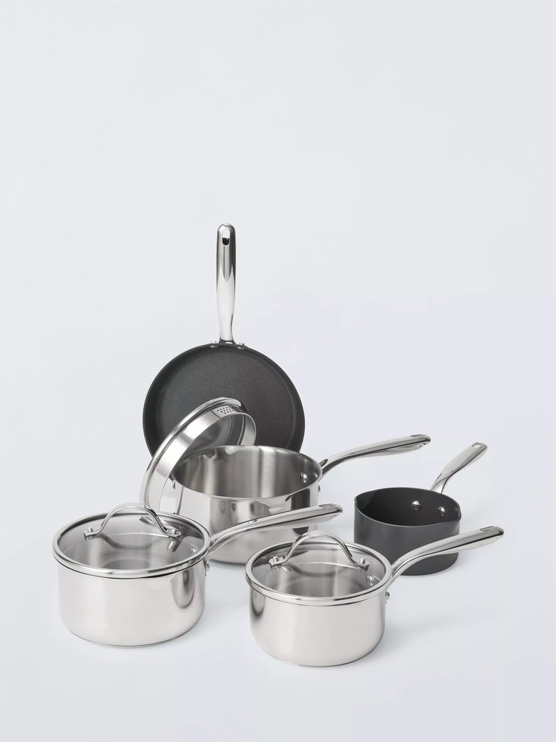 John Lewis 5-piece cookware set induction compatible (British brand)