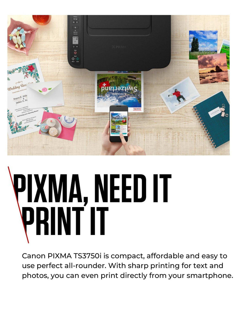 Canon PIXMA TS3750i wireless all-in-one printer black - British product