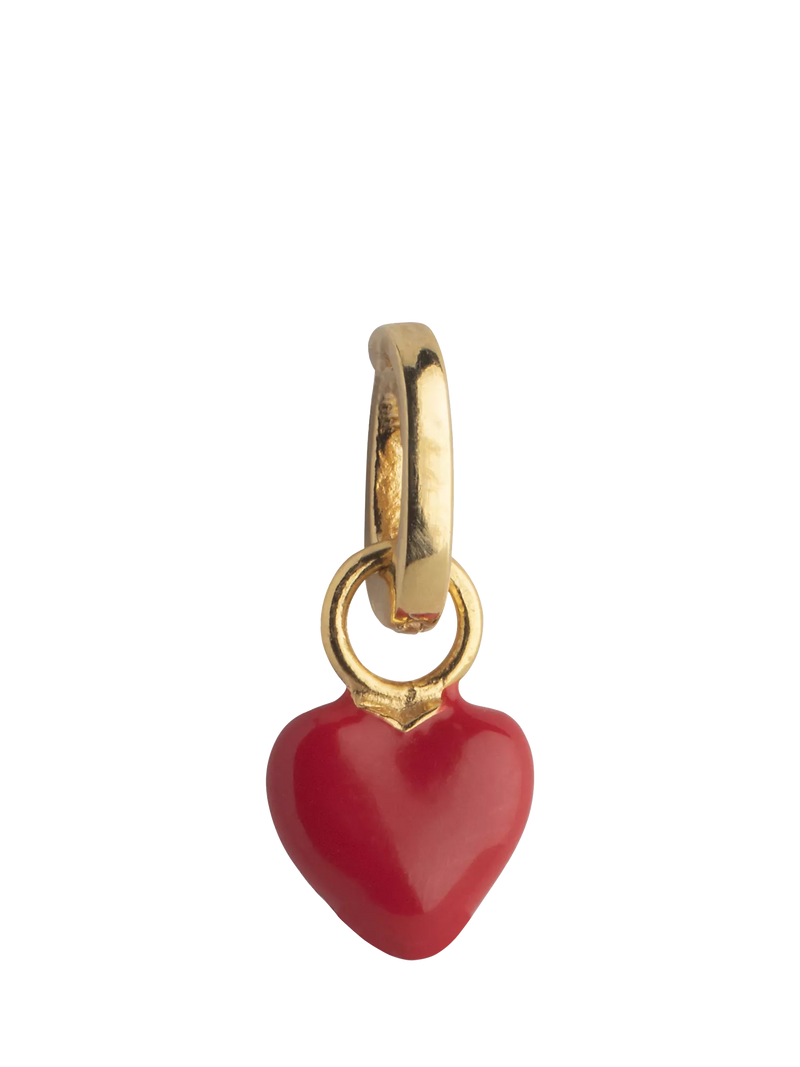 ENAMEL Copenhagen heart charm red enamel gold vermeil D6mm, UK version