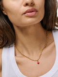 ENAMEL Copenhagen heart charm red enamel gold vermeil D6mm, UK version