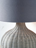 Pacific Allona woven rattan table lamp with linen shade - British product