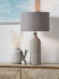 Pacific Anika woven rattan table lamp, UK version