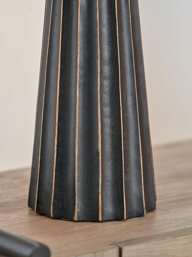 Pacific Draydon mango wood table lamp with linen shade - British product